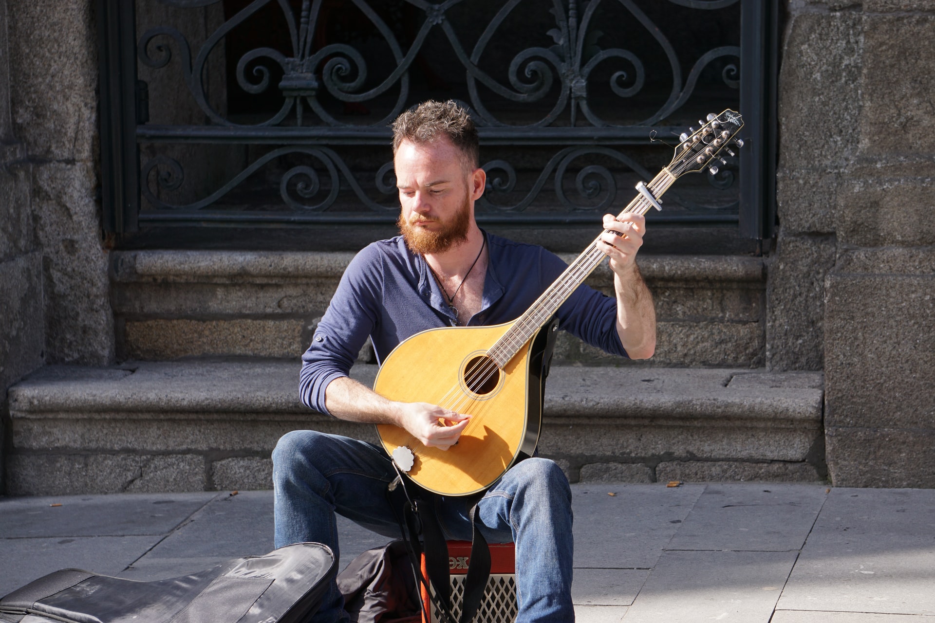 playing mandolin